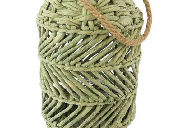 Φανάρι Σχοίνινο Μακραμέ 012.862101077 22x54cm Green Σχοινί