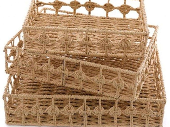 Διακοσμητικοί Δίσκοι Raffia (Σετ 3Τμχ) 014.NI1025 40x30x9/25x25x8/30x20x7cm Natural Raffia