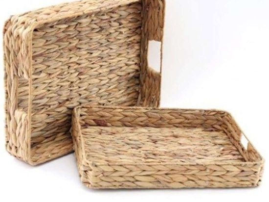 Διακοσμητικοί Δίσκοι (Σετ 3Τμχ) 014.NI0932 45x32x7,5/40x28x6cm Natural Υδροϋάκινθος