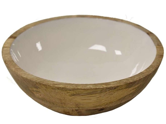 Διακοσμητικό Μπωλ Mango Enamel 00.07.7466C 20x6,5cm Brown-White Ξύλο