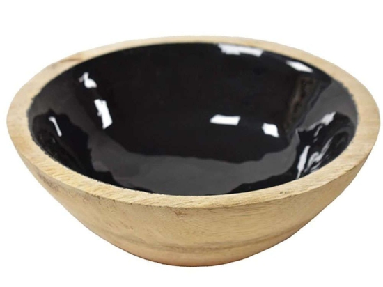 Διακοσμητικό Μπωλ Mango Enamel 00.07.7466D Φ20x6,5cm Brown-Black Ξύλο