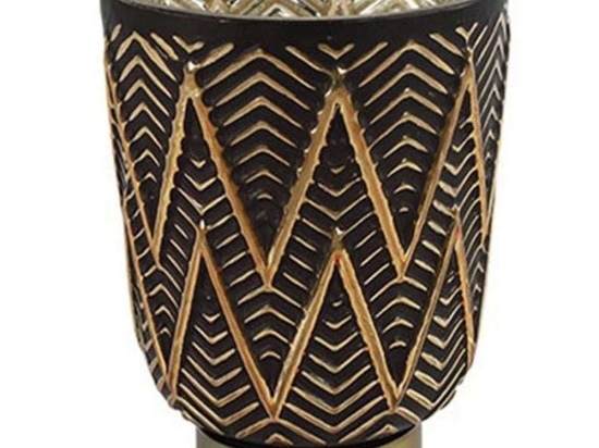 Κηροπήγιο Chalice 013.789366 11x13,2cm Black-Gold Γυαλί