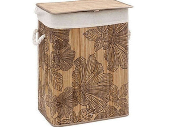 Καλάθι Απλύτων Blackflora 07.174702A 41,5x30x50cm Black-White Ψάθα