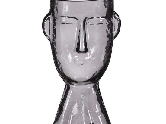 Βάζο Γυάλινο Face 02.1122534 12x24cm Smoke Γυαλί