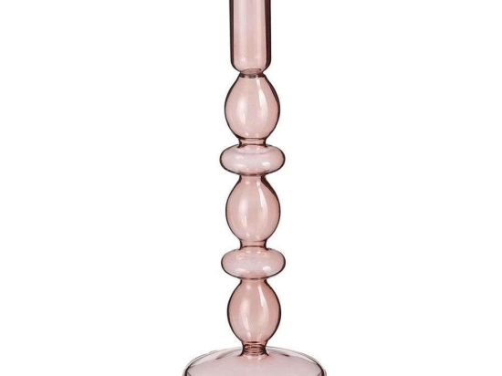 Κηροπήγιο Γυάλινο 02.1121709 9x27cm Pink Γυαλί
