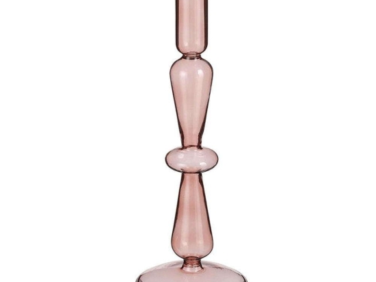 Κηροπήγιο Γυάλινο 02.1121714 9x25cm Pink Γυαλί