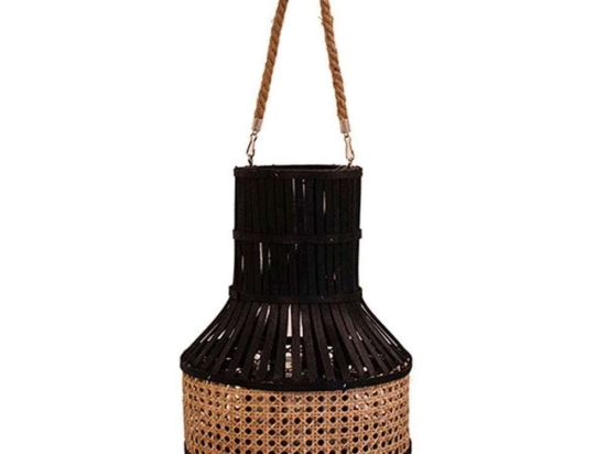 Φανάρι Bamboo 00.06.61123 Φ27,5x36,5cm Black-Natural Bamboo
