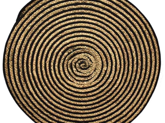 Σουπλά Ριγέ 00.06.67429 Φ70cm Natural-Black Βαμβάκι, Ψάθα