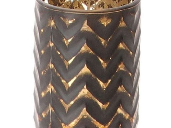 Κηροπήγιο Wave 012.862224364 10x12,5cm Black-Gold Γυαλί