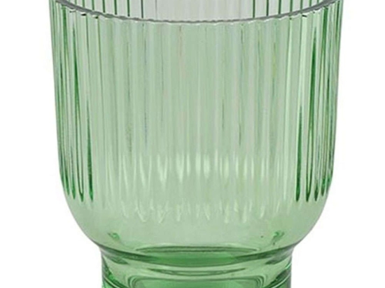 Κηροπήγιο Ριγέ 013.796042 9x10cm Green Γυαλί