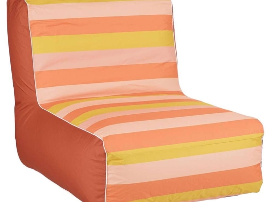Πουφ Πολυθρόνα Φουσκωτή Ριγέ 02.1132486 90x60x70cm Orange