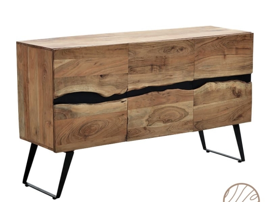 Μπουφές Imena pakoworld μασίφ ξύλο 4εκ φυσικό-μαύρο 148x43.5x86εκ