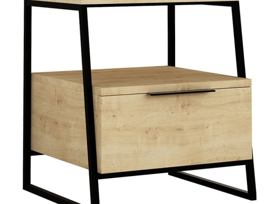 Κομοδίνο Ammos pakoworld μαύρο-φυσικό 45x40x50εκ