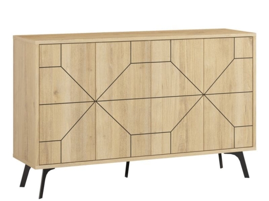 Μπουφές Ursula pakoworld φυσικό-μαύρο 123x35x77.5εκ