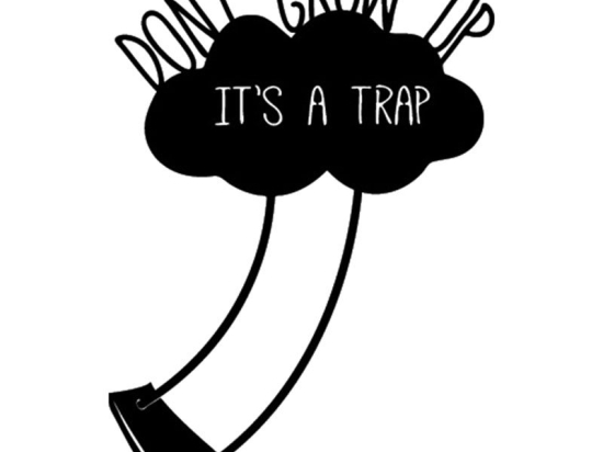 Μεταλλικό διακοσμητικό τοίχου Don't grow up pakoworld  μαύρο 35x0.3x51εκ