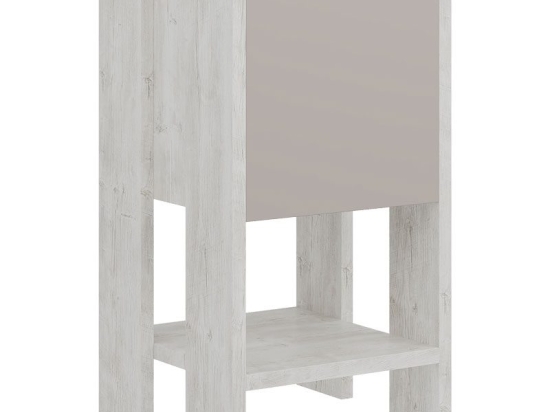 Κομοδίνο Ema pakoworld χρώμα λευκό antique-μόκα 30x30x55εκ