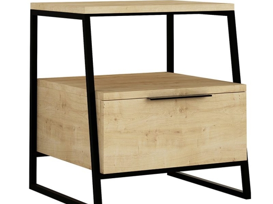 Κομοδίνο Johana pakoworld μαύρο-oak 45x40x50εκ