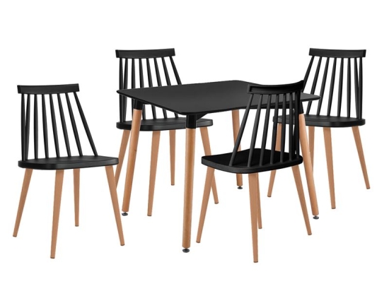 LAVIDA-ART ΤΡΑΠΕΖΑΡΙΑ: ΤΡΑΠΕΖΙ 80X80 ΟΞΙΑ/MDF + 4 ΚΑΡΕΚΛΕΣ ΜΕΤΑΛΛΟ ΒΑΦΗ ΦΥΣΙΚΟ PP ΜΑΥΡΟ