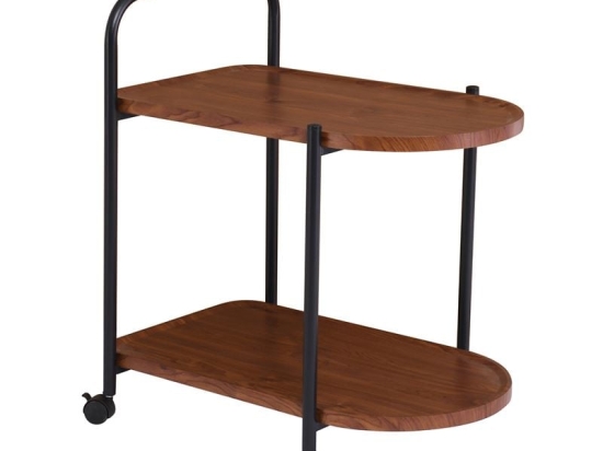 TROLLEY - ΒΟΗΘΗΤΙΚΟ ΤΡΑΠΕΖΑΚΙ ΜΕΤΑΛΛΟ ΒΑΦΗ ΜΑΥΡΟ, MDF WITH PVC ΑΠΟΧΡΩΣΗ ΚΑΡΥΔΙ