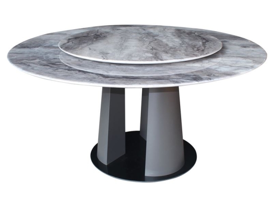 LAZY SUSAN ΤΡΑΠΕΖΙ ΜΕ ΚΕΝΤΡΙΚΗ ΠΕΡΙΣΤΡΕΦΟΜΕΝΗ ΕΠΙΦΑΝΕΙΑ, ΒΑΣΗ ΜΕΤΑΛΛΟ-ΕΠΙΦΑΝΕΙΑ ΜΑΡΜΑΡΟ