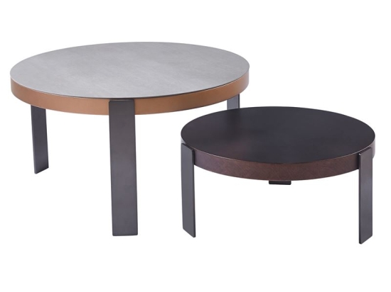 TRENDY SET-2 ΤΡΑΠΕΖΑΚΙΑ ΣΑΛΟΝΙΟΥ, ΜΕΤΑΛΛΟ ΑΝΘΡΑΚΙ, SINTERED STONE ΚΑΡΥΔΙ-CEMENT