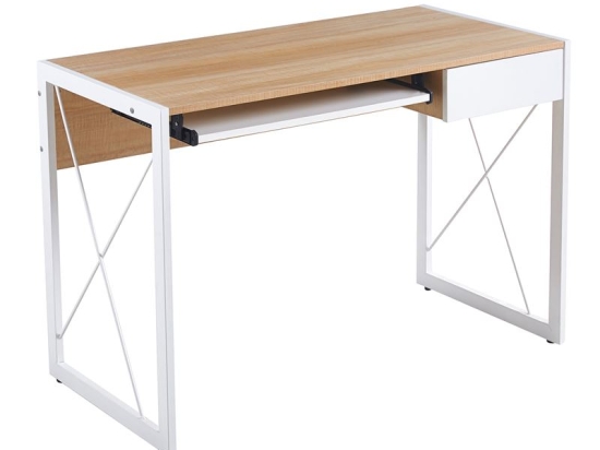 UNIT ΓΡΑΦΕΙΟ Η/Υ, ΜΕΤΑΛΛΟ ΒΑΦΗ ΑΣΠΡΟ, MELAMINE ΑΠΟΧΡΩΣΗ SONOMA