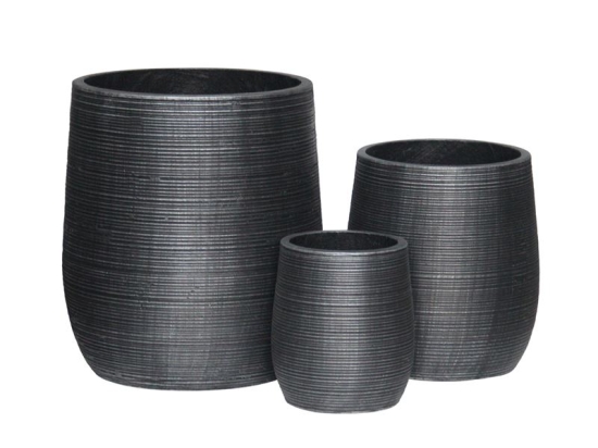 FLOWER POT-16 SET 3 ΤΕΜΑΧΙΩΝ, CEMENT ΑΠΟΧΡΩΣΗ ANTHRACITE