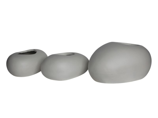 FLOWER POT-ROCK SET 3 ΤΕΜΑΧΙΩΝ, CEMENT ΑΠΟΧΡΩΣΗ WHITE