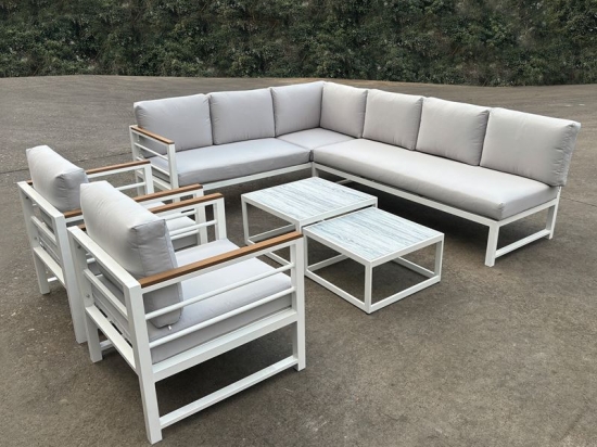MARILIAN SET ΣΑΛΟΝΙ ΚΗΠΟΥ, ΠΟΛΥΜΟΡΦΙΚΟ 6ΤΕΜ, ΜΕΤΑΛΛΟ ΒΑΦΗ ΑΣΠΡΟ, ΜΑΞΙΛΑΡΙΑ ΓΚΡΙ