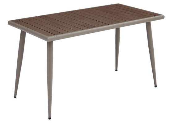 SERRANO ΤΡΑΠΕΖΙ ΚΗΠΟΥ-ΒΕΡΑΝΤΑΣ ΜΕΤΑΛΛΟ ΒΑΦΗ SAND BEIGE, POLYWOOD ΚΑΡΥΔΙ