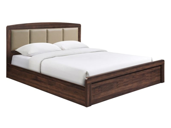 CALIBER ΚΡΕΒΑΤΙ ΔΙΠΛΟ ΓΙΑ ΣΤΡΩΜΑ 150X200CM, ΑΠΟΧΡΩΣΗ ΚΑΡΥΔΙ, ΚΕΦΑΛΑΡΙ PU ΜΠΕΖ