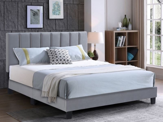 ALLEGRO ΚΡΕΒΑΤΙ ΔΙΠΛΟ ΓΙΑ ΣΤΡΩΜΑ 160X200CM, ΥΦΑΣΜΑ ΓΚΡΙ, ΜΕ ΚΕΦΑΛΑΡΙ ΠΟΛΛΑΠΛΩΝ ΘΕΣΕΩΝ