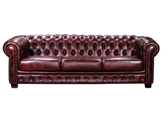 CHESTERFIELD BIRMINGHAM ΚΑΝΑΠΕΣ 4ΘΕΣΙΟΣ ΣΑΛΟΝΙΟΥ ΚΑΘΙΣΤΙΚΟΥ, ΔΕΡΜΑ ANTIQUE RED