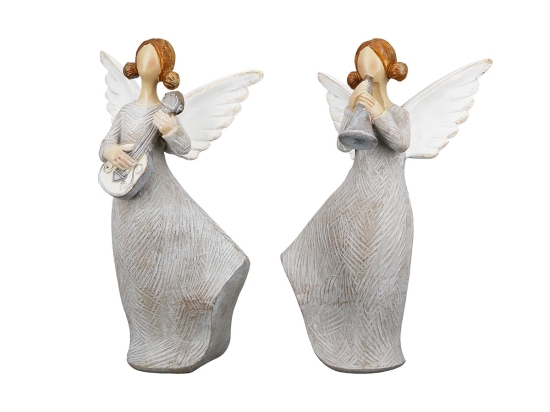 ΦΙΓΟΥΡΑ ΑΓΓΕΛΟΙ 'NANCY' ΠΟΛΥ ΓΚΡΙ 6X7.5X13CM 2ΤΜΧ
