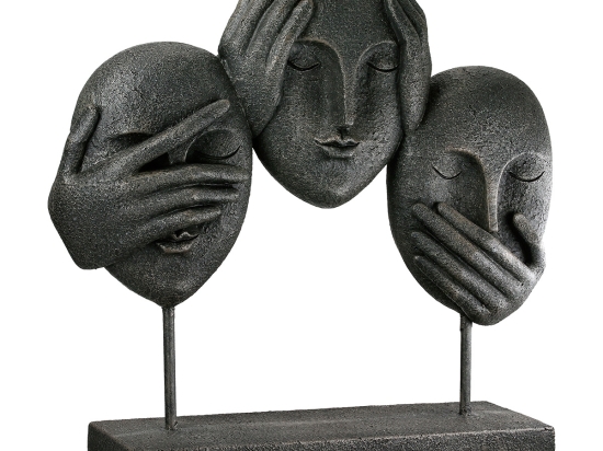 ΓΛΥΠΤΟ ΠΡΟΣΩΠΟ '3 FACES' ΠΟΛΥΡΕΖΙΝΗ ΜΑΥΡΟ 8.5X30X29.5CM