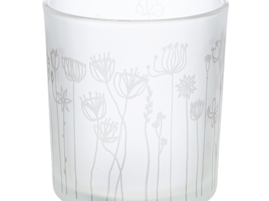 ΦΑΝΑΡΙ ΚΑΤΑΙΓΙΔΑΣ CYLINDRICAL "FLOWER" ΛΟΥΛΟΥΔΑΤΟ DESIGN ΓΥΑΛΙΝΟ ΛΕΥΚΟ PU 18 H. CM D. 7 CM