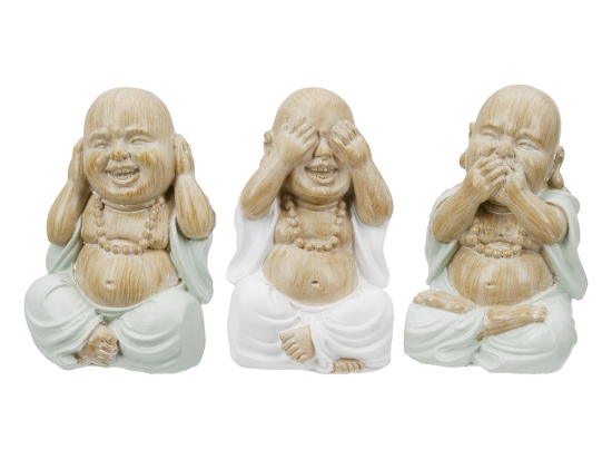 ΦΙΓΟΥΡΑ BUDDHA "MEDITATION" ΠΟΛΥΡΕΖΙΝΗ ECRU PU 12 PCS. ASSORTED 6X5X9.5CM