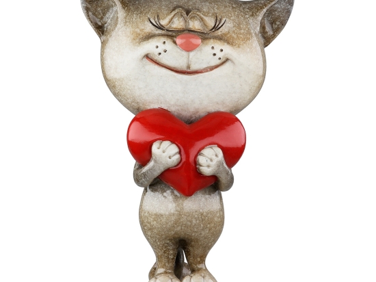ΦΙΓΟΥΡΑ ΓΑΤΑ 'HEART' ΠΟΛΥ ΓΚΡΙ 6X8X13CM