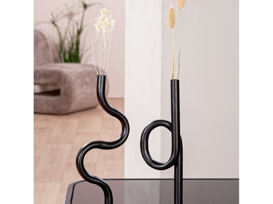ΔΙΑΚΟΣΜΗΤΙΚΟ ΒΑΖΟ "CURVE" ΜΕΤΑΛΛΟ ΜΑΥΡΟ PU PCS. ASSORTED 11X10X26.5CM