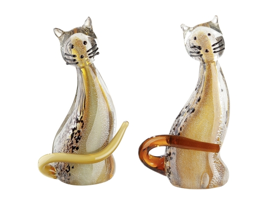 GLASART ΦΙΓΟΥΡΑ CAT ΓΥΑΛΙΝΟ BROWN ORANGE PU PCS. ASSORTED 10X6X18CM