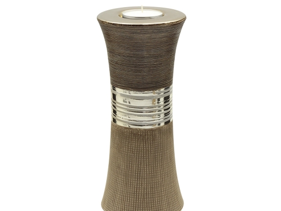 ΡΕΣΩ ΘΗΚΗ "BRADORA" STRIPED ΚΕΡΑΜΙΚΟ BEIGE BROWN PU 4 9X9X20.5CM
