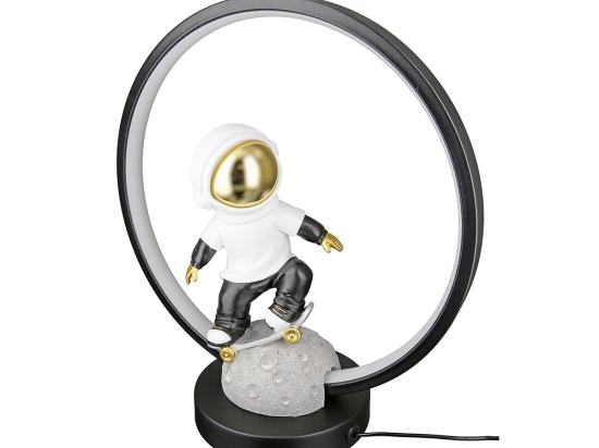 ΤΡΑΠΕΖΙ ΛΑΜΠΑ (LED) ASTRONAUT "APOLLO" ΠΟΛΥΡΕΖΙΝΗ ΜΑΥΡΟ ΓΚΡΙ PU 30.5X14.5X33CM