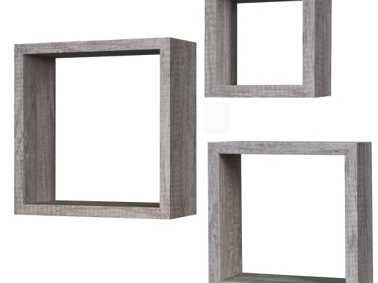 ΣΕΤ ΡΑΦΙΑ ΤΟΙΧΟΥ ΔΡΥΣ ΜΕΛΑΜΙΝΗ 25X25X12/30X30X12/35X35X12CM 3ΤΜΧ
