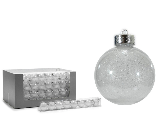 ΜΠΑΛΑ ΛΕΥΚΟ ΜΕ ΑΣΗΜΙ GLITTER Φ6CM ΣΕΤ 8ΤΜΧ