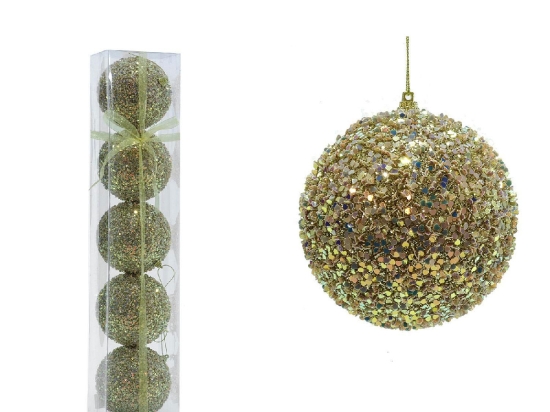 ΜΠΑΛΑ ΜΕ GLITTER ΧΡΥΣΟ Φ10CM ΣΕΤ 5ΤΜΧ