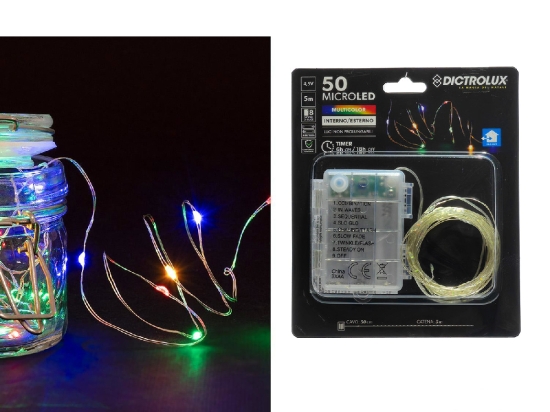 50 MICROLED ΕΣΩΤ. & ΕΞΩΤ. ΧΩΡΟΥ ΜΕ 8 ΠΡΟΓΡΑΜΜΑΤΑ ΠΟΛΥΧΡΩΜΟ ΦΩΣ ΔΙΑΦΑΝΟ ΚΑΛΩΔΙΟ ΜΗ ΕΠΕΚΤΕΙΝΟΜΕΝΟ IP44 ΜΠΑΤΑΡΙΑΣ 4.5V 5.5M