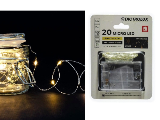 20 MICROLED ΕΣΩΤ. ΧΩΡΟΥ ΘΕΡΜΟ ΛΕΥΚΟ ΦΩΣ ΔΙΑΦΑΝΟ ΚΑΛΩΔΙΟ ΜΗ ΕΠΕΚΤΕΙΝΟΜΕΝΟ ΜΠΑΤΑΡΙΑΣ 4.5V 2.5M