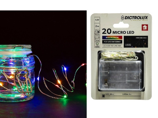 20 MICROLED ΕΣΩΤ. ΧΩΡΟΥ ΠΟΛΥΧΡΩΜΟ ΦΩΣ ΔΙΑΦΑΝΟ ΚΑΛΩΔΙΟ ΜΗ ΕΠΕΚΤΕΙΝΟΜΕΝΟ ΜΠΑΤΑΡΙΑΣ 4.5V 2.5M