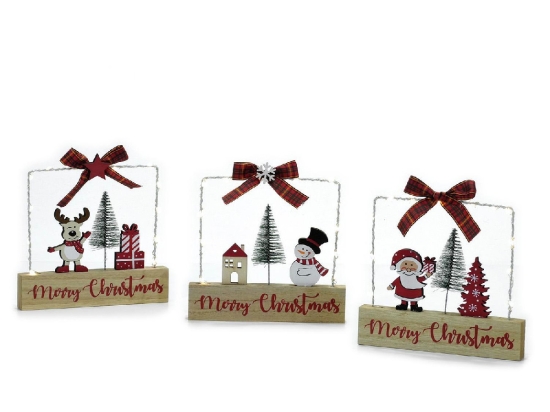 ΔΙΑΚΟΣΜΗΤΙΚΟ MERRY CHRISTMAS ΜΕ ΦΩΣ 18X2X17CM ΣΕ 3 ΣΧΕΔΙΑ