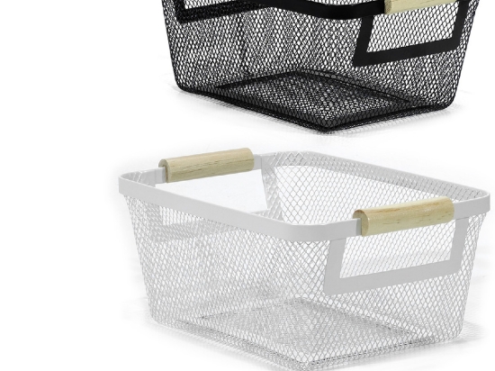ΚΑΛΑΘΙ ΜΑΥΡΟ/ΛΕΥΚΟ ΜΕΤΑΛΛΟ/ΞΥΛΟ 26X11X17.5CM ΣΕ 2 ΧΡΩΜΑΤΑ